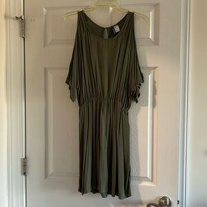 Cold shoulder green dress